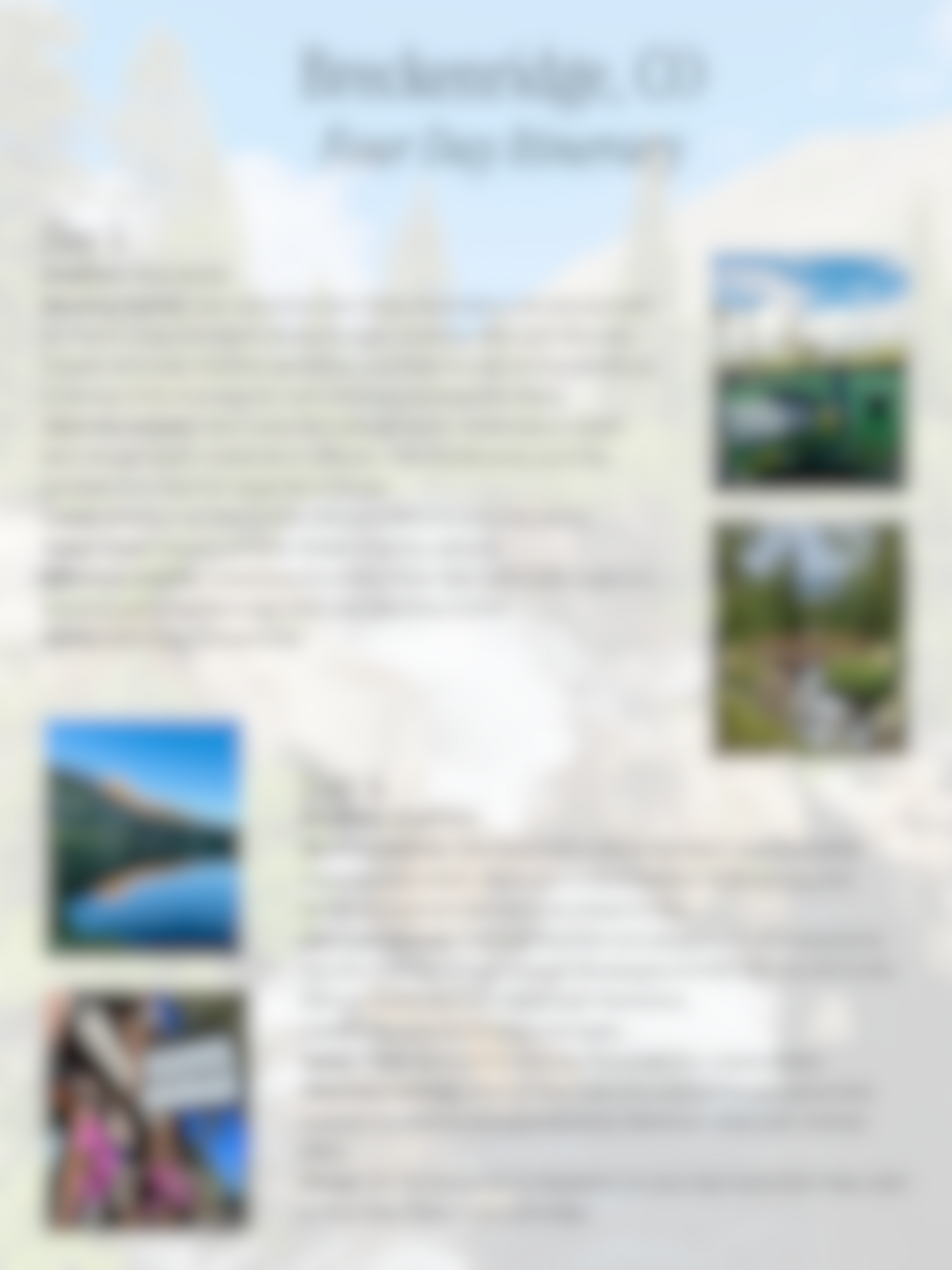 Breckenridge, CO Four-Day Itinerary - Summer Edition
