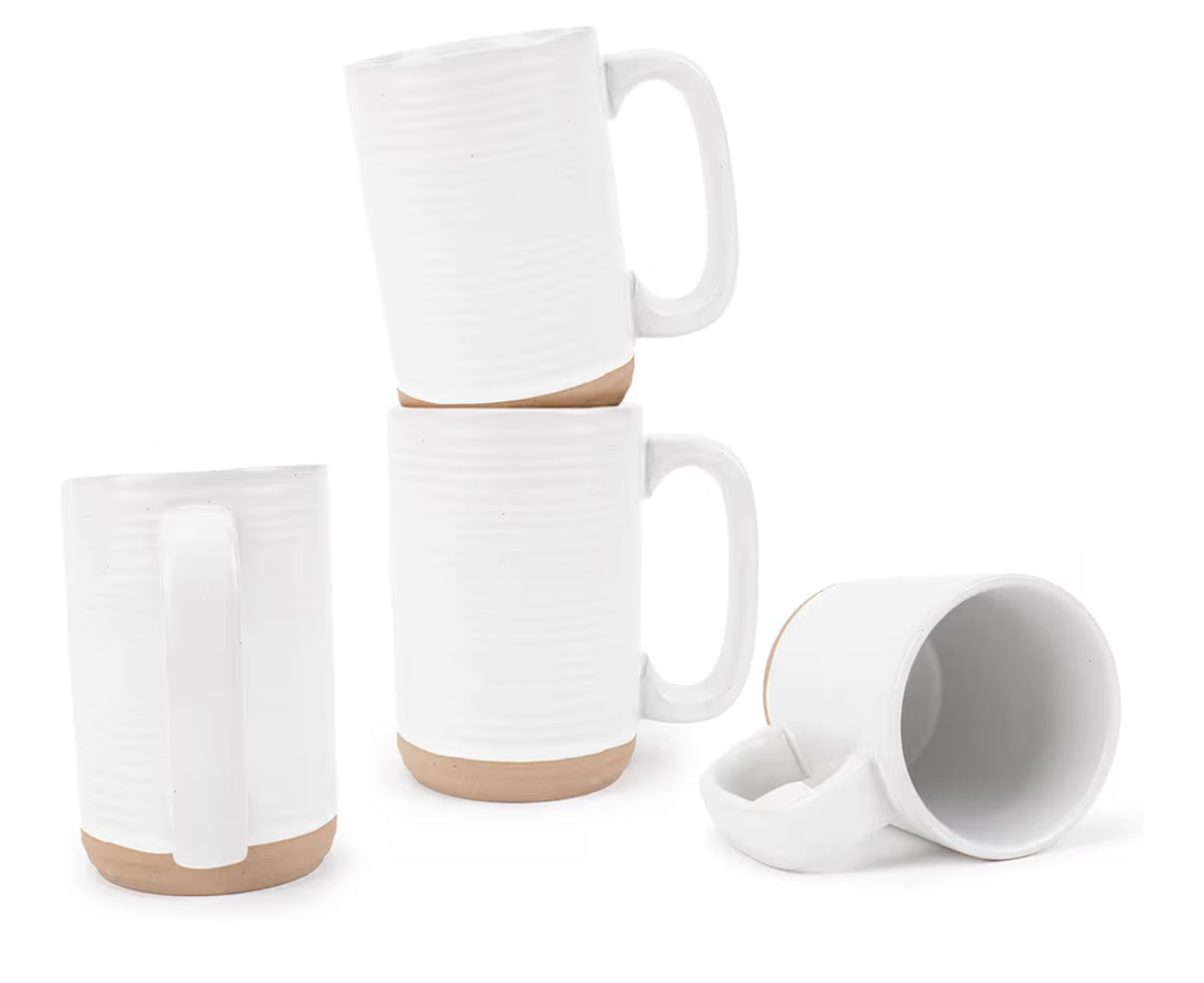 Elanze Designs Tall Ribbed Clay Bottom Ceramic Coffee Mug