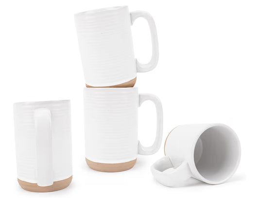 Elanze Designs Tall Ribbed Clay Bottom Ceramic Coffee Mug