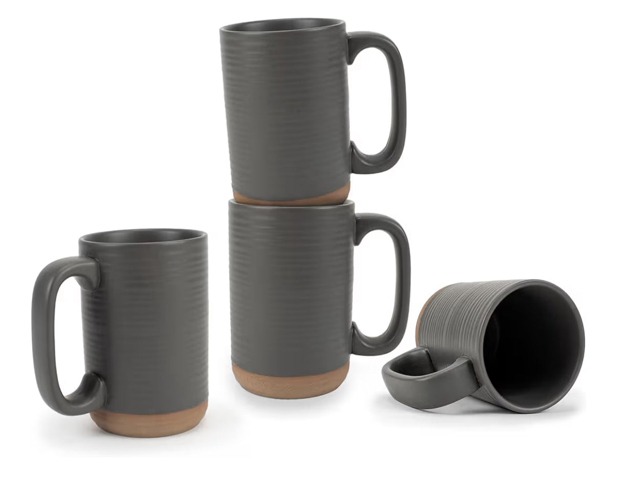 Elanze Clay Bottom Coffee Mugs - Set of 4 (Charcoal)