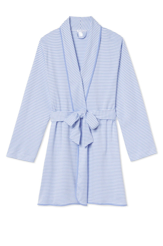 Lake Pajamas - Pima Short Robe in Hydrangea